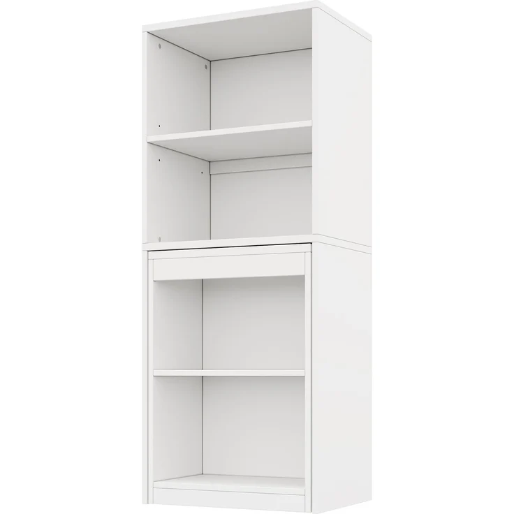 Flieks Schreibtisch 130x55x137 cm Klapptisch 2-in-1 mit Stauraum & Schrank, Multifunktionaler Computertisch mit 4 Fächern, Weiß – Bild 7