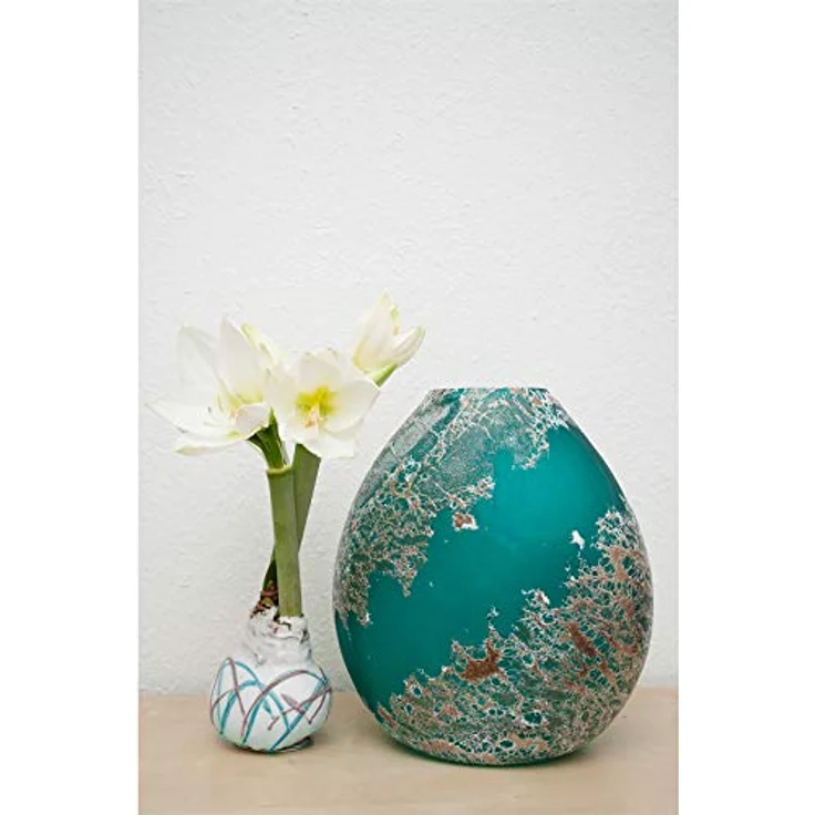 NTK-Collection Vase Ocean XL, Dekovase Tischvase in Türkis und Gold, 26,3 cm – Bild 3