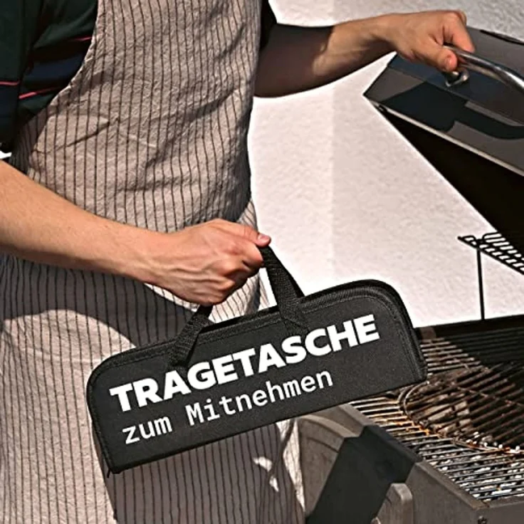 Praknu Grillbesteck-Set Grillbesteck Set aus Edelstahl Vatertag - Mit Tragetasche - Robust, (Set, 1 tlg), Mit Tragetasche - Robust und Hitzebeständig – Bild 4