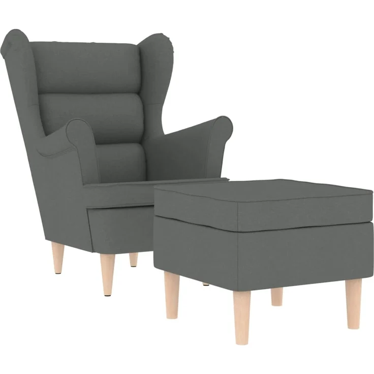 vidaXL Sessel mit Fußhocker Dunkelgrau Stoff 3307990 – Bild 1
