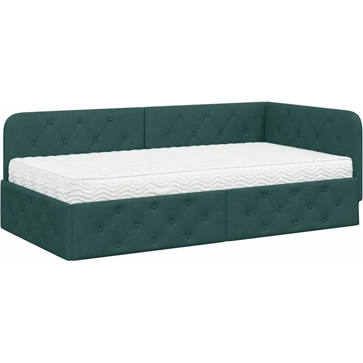 vidaXL Eckbettgestell Dunkelgrün 90 x 200 cm Stoff 3394049 – Bild 1