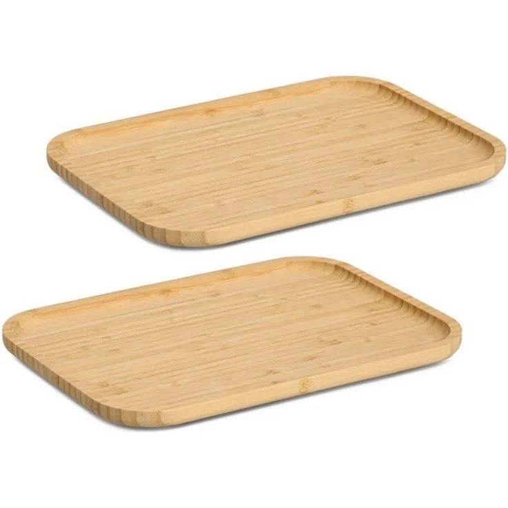Zeller Present Servierbrett Serviertablett, Bambus, 100% FSC, 2-tlg, Bambus, (Set, 2-St), pflegeleicht, flexibel, handlich