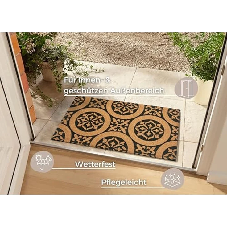 HANSE Home Fußmatte Ornaments, Türmatte, rechteckig, Höhe: 15 mm, Kokos, Schmutzfangmatte, Outdoor, Rutschfest, Innen, Kokosmatte, Flur – Bild 3