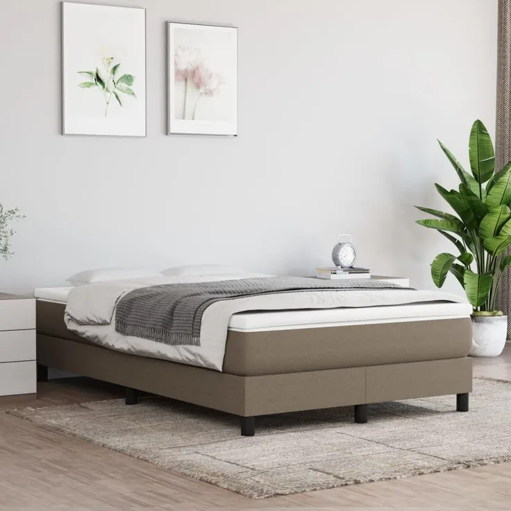 vidaXL Polsterbett, Stoff, 25,0 cm, Taupe, 120x200 cm, mit Lattenrost, Schwarz