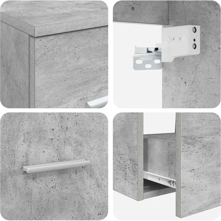 vidaXL Wandmontiertes Badezimmerschrank-Set 3 stk. Betongrau 3405870 – Bild 8