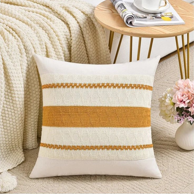 Agger Kissenbezug 2er-Set Boho-Zierkissenbezüge 45x45cm, Rustikale Retro-Kissenhüllen, (2 Stück), für Wohnzimmer, Schlafzimmer, Couch, Bett, Sofa & Sessel – Bild 3