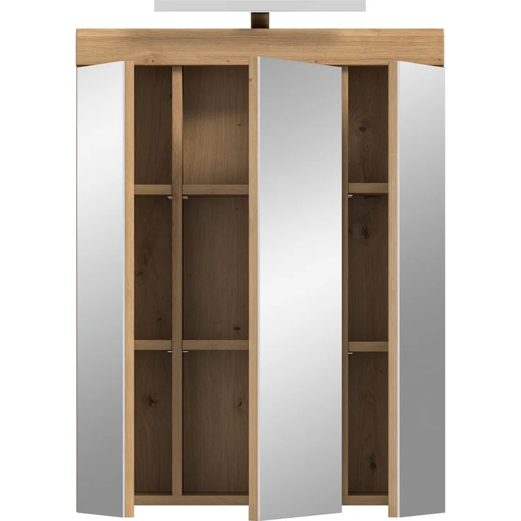 Xonox Scout Spiegelschrank inkl. Beleuchtung (B/H/T: 60x79x18 cm) in Salbei und Artisan Eiche Nachbildung – Bild 3