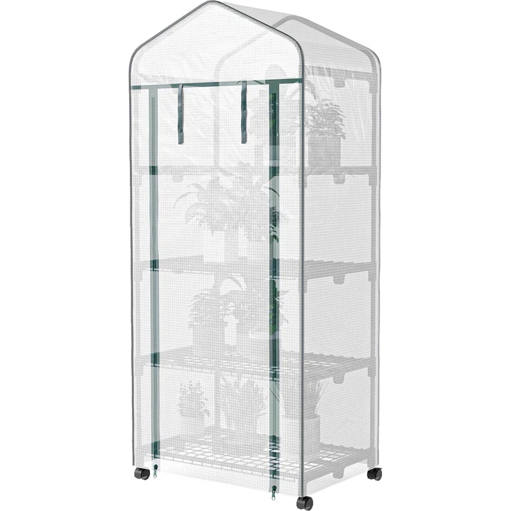 Wohnora-Balkon-Gartengewächshausregal, 4 Ebenen, 69 x 50 x 165 cm, epoxidbeschichteter Stahl, abnehmbare PE-Abdeckung mit hoher Dichte, weiß,H 1650cm x T 720cm x B 500cm – Bild 3