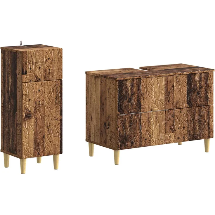 vidaXL 2-teiliges Badezimmer Schrank Set DELFT Altholz Holzwerkstoff 3417709 – Bild 1