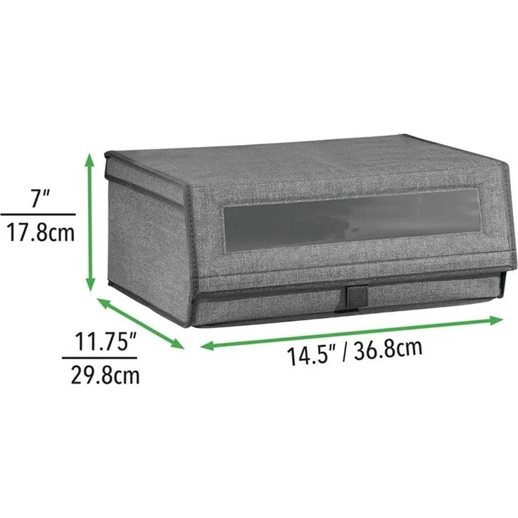 4er-Set Schuhaufbewahrung aus Stoff mDesign stapelbare Schuhbox dunkelgrau – Bild 4