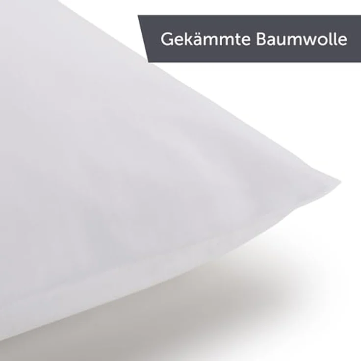 Blumtal Jersey Kissenbezug 40x70 im 2er Set - Oeko-TEX zertifizierte Kopfkissenbezüge 40x70 aus 100% Baumwolle - weiche Kissenhülle für Kissen 40x70 cm mit Reißverschluss - Weiß – Bild 8