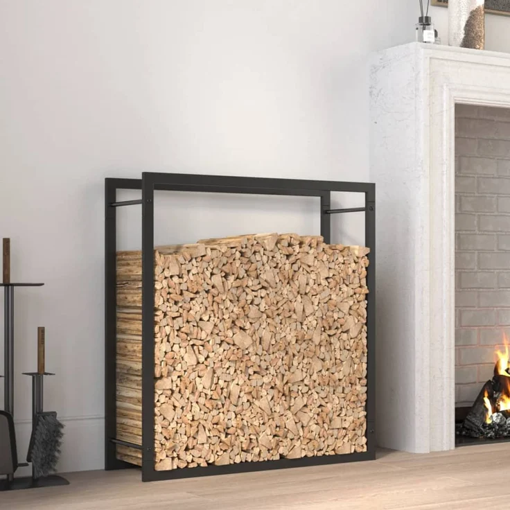 vidaXL Brennholzregal Mattschwarz 80x28x86 cm Stahl 350307 – Bild 1
