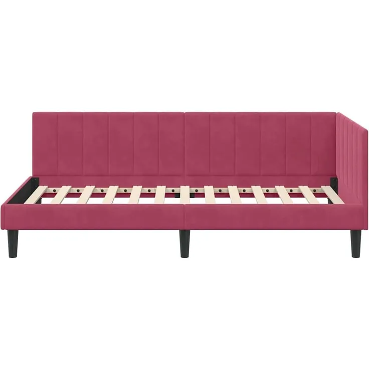 vidaXL Eckbettgestell mit Kopfteil Weinrot 100 cm x 200 cm Samt 42016362