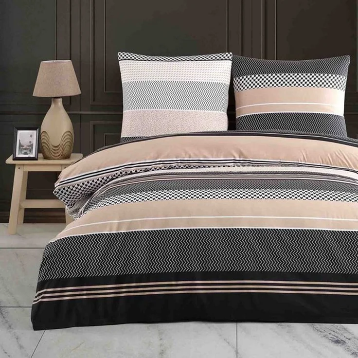 Buymax Bettwäsche, Renforcé, 2 teilig, Bettbezug-Set 155x220 cm 100% Baumwolle mit Reißverschluss, Streifen – Bild 4