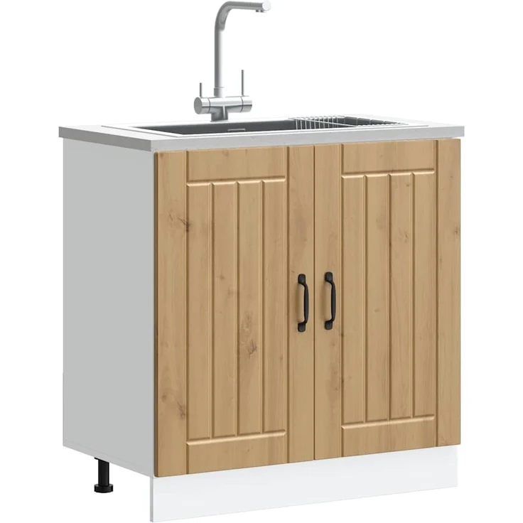 vidaXL Spülenunterschrank Lucca Artisan-Eiche Holzwerkstoff 853696 – Bild 2