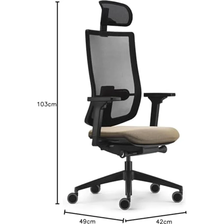 Sedus, se:do PRO Light 2, ergonomischer Bürostuhl, Netzmembran, Creme, Lordosenstütze, Nackenstütze, höhenverstellbar – Bild 4