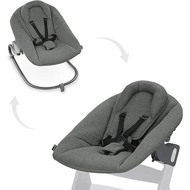 Hauck Babywippe Alpha Bouncer, Newborn-Aufsatz, 5-Punkt-Gurt, verstellbare Rückenlehne, grau