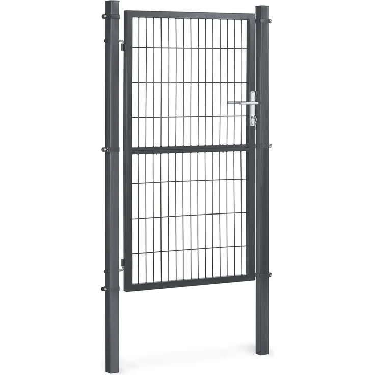SONGMICS Gartentor, Gartentür, verzinkter Stahl, Zauntor, Hoftor, abschließbar, rechteckiges Rohr, Tür 106 x 160 cm (B x H), grau – Bild 1