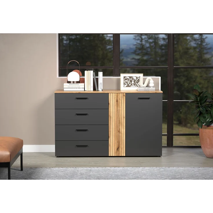 Sideboard Avila in grau und Eiche Evoke 139 cm – Bild 7