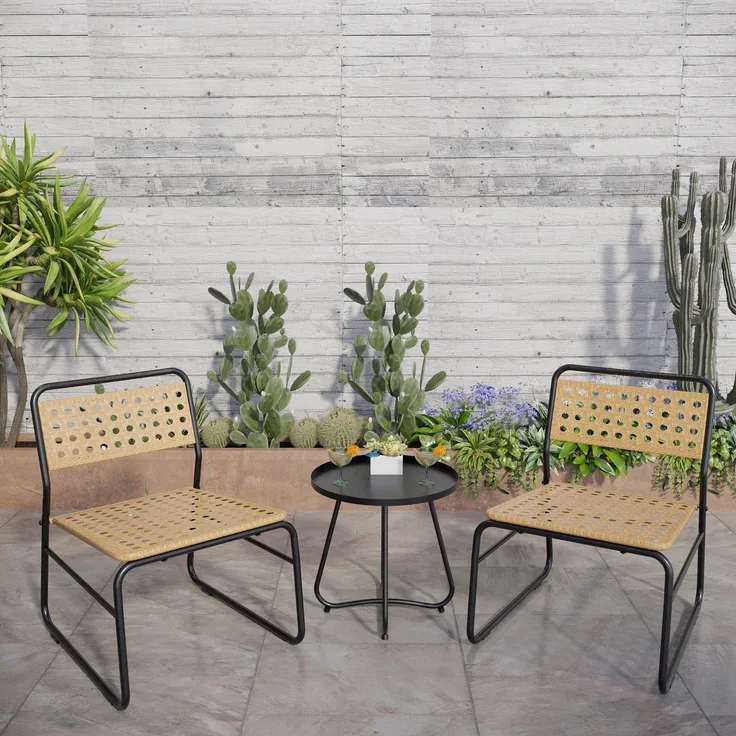 Bistroset Brienza 3-tlg. Polyrattan Beige [casa. pro]