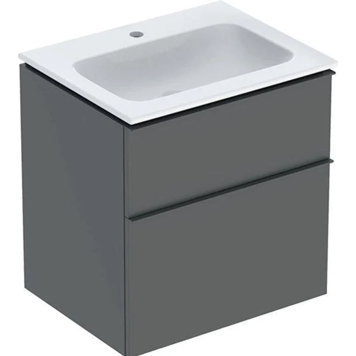 Geberit iCon Set Möbelwaschtisch mit Unterschrank, 2 Schubladen, wandhängend, 60x63x48 cm, feuchtigkeitsbeständige Holzspanplatte, vormontiert