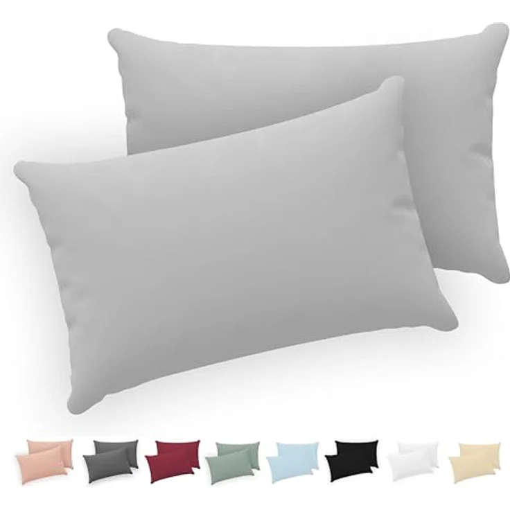 Twinzen® Kissenbezug 30x50 (2er-Set) - 100% Jersey Baumwolle 150 GSM Kissenbezüge - Grau - Für Kissenbezüge 30x50 cm - Kissenhülle - Kissenbezug mit Reißverschluss - Oeko-Tex Zertifiziert – Bild 2
