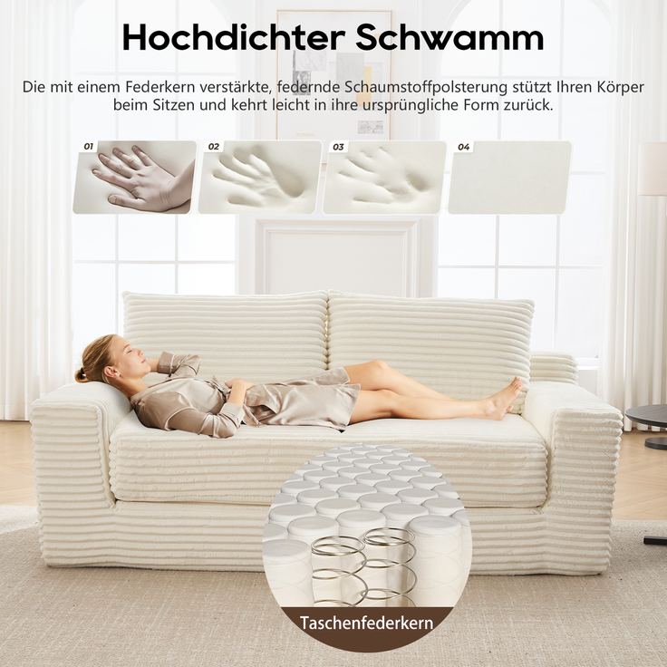 ZUBALIYA SchlafSofa mit Cordbezug, für Wohnzimmer und Apartments, mit stabilem Untergestell, für den täglichen Gebrauch – Bild 5