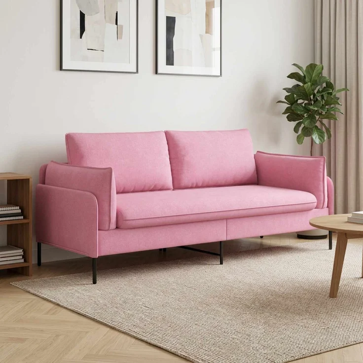 vidaXL 3-Sitzer-Sofa Rosa 222 x 81 x 89 cm Stoff 42048640 – Bild 1
