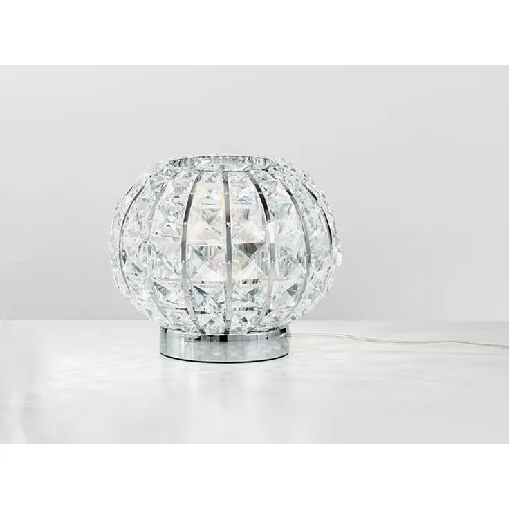 LED Kugel Tischlampe Chrom mit Glas Kristallen, Ø 20cm
