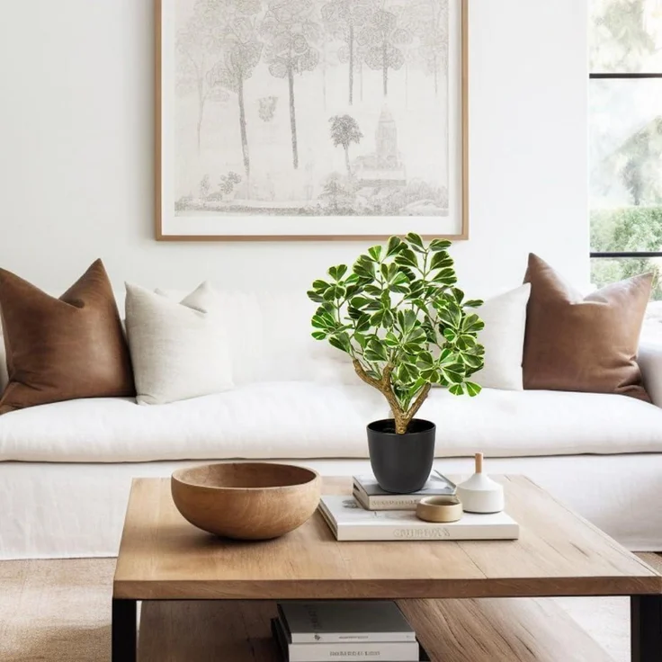 Kunstpflanze Ficus 43CM Schwarzem Topf Deko Fensterbank Bad Wohnzimmer – Bild 5