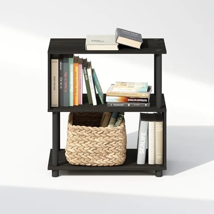 Furinno Reed Bücherregal, 3-stufiges Bücherregal, Bücherregal mit S-Form, 30 x 60 x 65, für Wohnzimmer, Schlafzimmer, Home Office, Espresso – Bild 6
