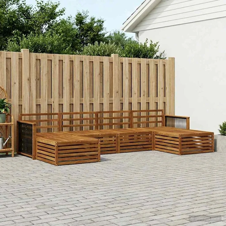 vidaXL Outdoor-Sofagarnitur 6 stk. 4-Sitzer Natur Massivholz Akazie 3383682 – Bild 1