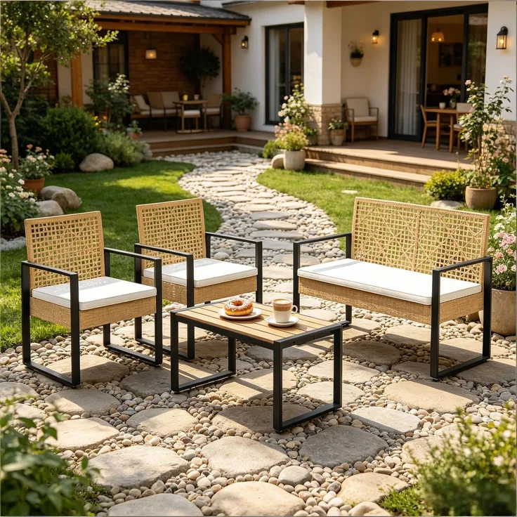 Außenmöbelsatz,Terrassenmöbelsatz,Modulares Gesprächsmöbelsatz,Rasenmöbelsatz--Naturholz--112.5x52x75cm--YOUDENOVA