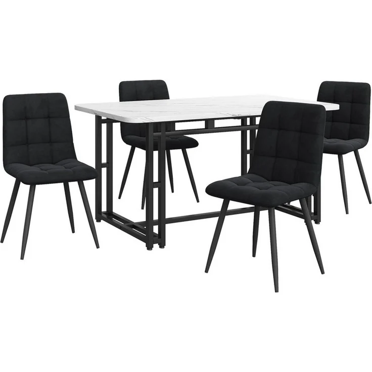 Flieks Essgruppe, (Set, 5-tlg), Esstisch mit 4 Stühlen Set Esszimmer Sitzgruppe, Metallbeine – Bild 2