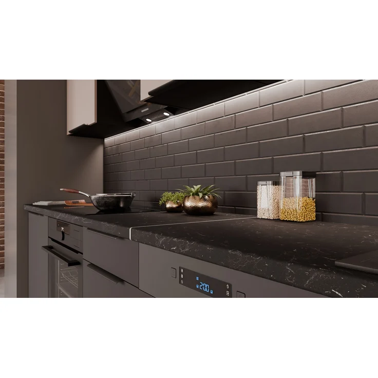Küche SIENA + ARONA BASIC 280 cm Küchenzeile Küchenblock Einbauküche Kaschmir beige + Schwarz matt – Bild 3