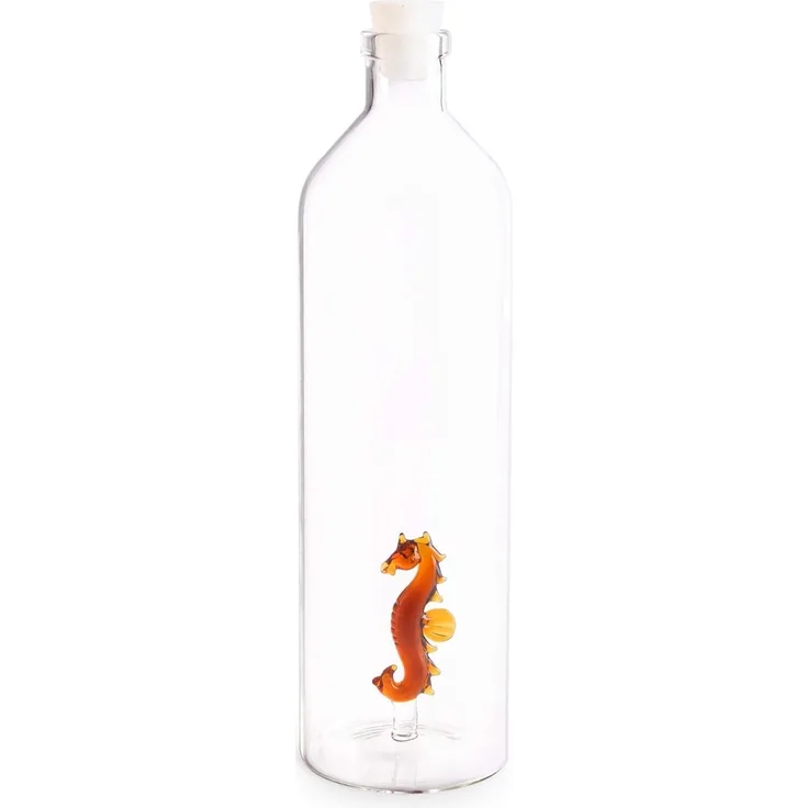 karaffe Seepferdchen 1,2 Liter 30 cm Glas transparent-braun