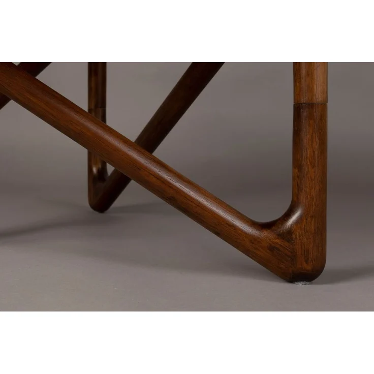 Couchtisch Naia Walnut mit Glasplatte und Eichenholzgestell, rund – Bild 4