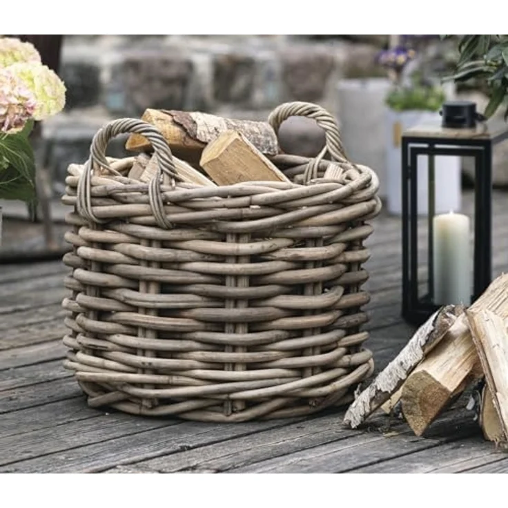 großer Rattankorb "Rustikal" Ø 50 cm, Rattan Aufbewahrungskorb, Brennholzkorb, Spielzeugkorb, Übertopf – Bild 7