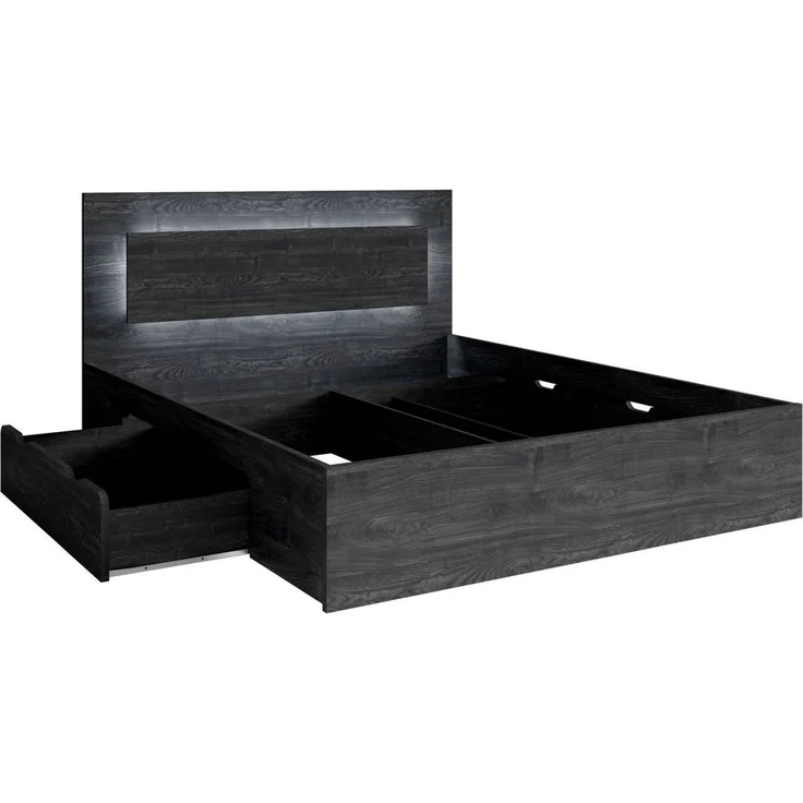 Lukas Möbel Komplettschlafzimmer Komplettschlafzimmer Togo in Anthrazit 5-teilig, Bett mit Bettkasten, Kleiderschrank mit Spiegeln, 5-teilig, Schwarz – Bild 2