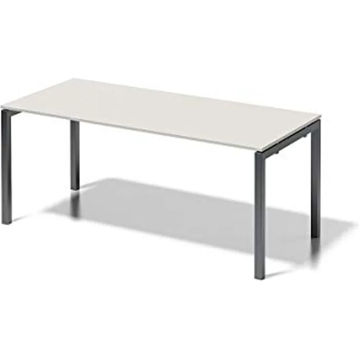 BISLEY Cito Schreibtisch, 740 mm höhenfixes U-Gestell, Metall, Gw334 Dekor Grauweiß, Gestell Anthrazitgrau, 80 x 180 x 85 cm
