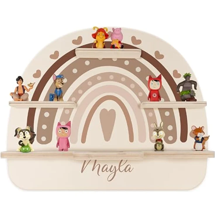 Kidsmood - Tonie Regal personalisiert mit Namen – Wandregal für Toniebox 2 & Figuren | Abgerundete Ecken & Kanten Inkl. Metallplättchen für Tonie Hörfiguren | Kinderzimmer Regal für Mädchen & Jungen – Bild 5