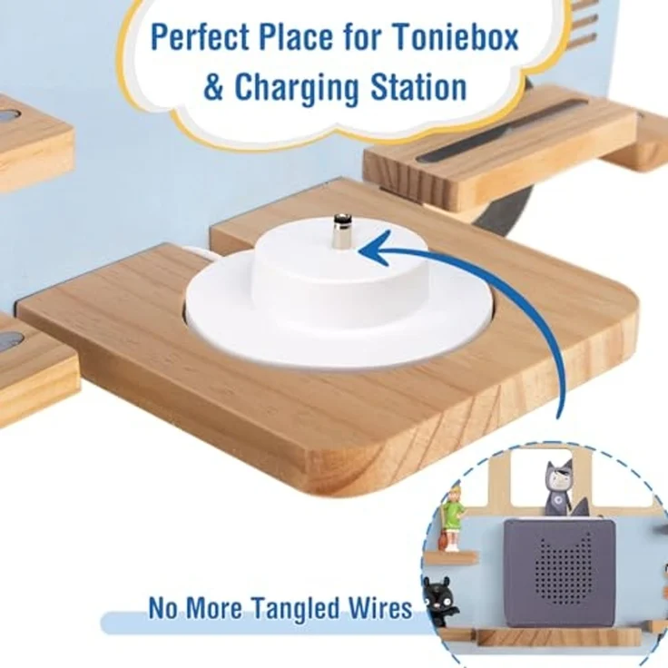 Todeco Tonie-Regal für Toniebox Hörfiguren, Magnetische Aufbewahrung für 20-25 Tonie, Perfekte Tonie Aufbewahrung im Kinderzimmer für Mädchen & Jungen, Bus blau – Bild 5