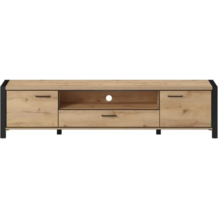 Lomadox Lowboard ACCRA-83, TV in Taurus Eiche Nb. und schwarzem Gestell, B/H/T: ca. 210/50/41 cm – Bild 4