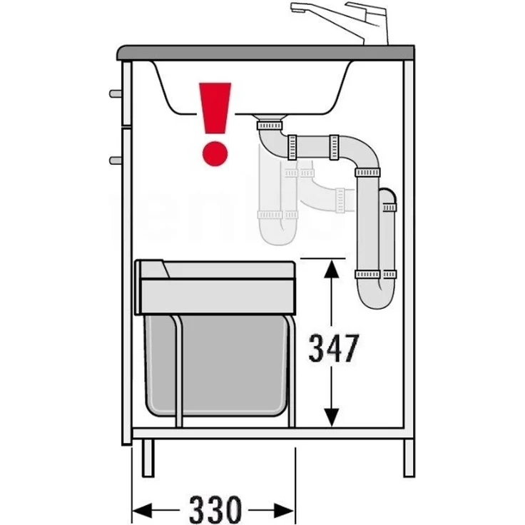 Hailo Einbaumülleimer für Drehtüren Tandem S 18/12, dunkelgrau, 18 + 12 Liter – Bild 4