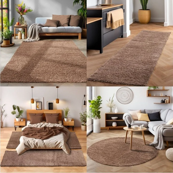 SIMPEX24 Teppich Unicolor - Einfarbig, Rund, Höhe: 30 mm, Einfarbig Shaggy Teppich Wohnzimmer Langflor Versch. Farben und Größen – Bild 3