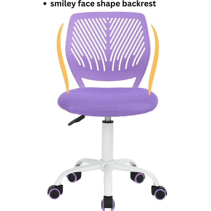 FurnitureR 2 Stück farbenfroher Stuhl, Computersitz, modern und verstellbar, Armlehne und Drehgelenk, Schreibtisch für Kinder, Arbeitszimmer, Arbeitsstuhl, Violett, Metall, Violett, 38,5x40 cm x – Bild 7