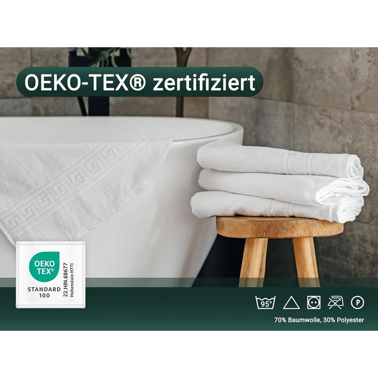 ZOLLNER 5er Set Duschtücher 70% Baumwolle, 30% Polyester, 70x140 cm, weiß – Bild 5