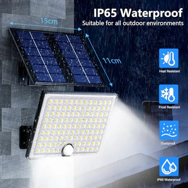 Realky Solarlampen für Außen mit Fernbedienung,Außenlampe mit bewegungsmelder,IP65 Wasserdichte Solarleuchte mit 5m Kabel für Garage, Garten, Hof, Stufen, Haustüren, Rasen - 1 Stück – Bild 6