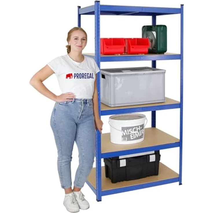 PROREGAL Mega Deal Eckregal Ragnar 1x: 180 x 90 x 60 cm | Taurus 2X: 180 x 90 x 60 cm Blau Fachlast 175kg, Kellerregal, Steckregal, Garagenregal, Lagerregal – Bild 6