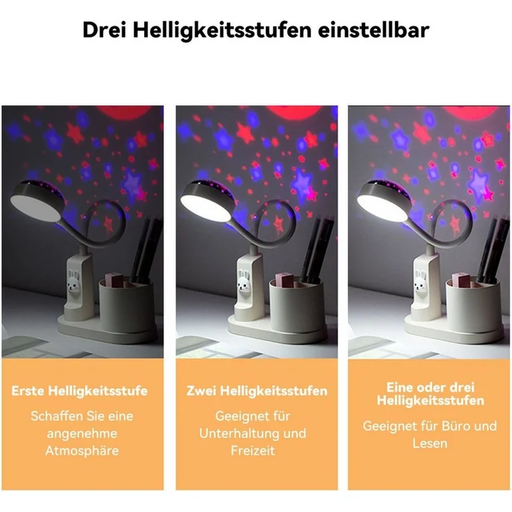 Novzep Nachtlicht LED-Stifthalterleuchte, dimmbare Projektion verstellbarer Lichtmast – Bild 4